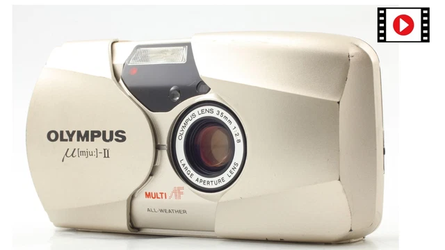 [Exc+5] ALL WORKS Olympus µ mju II Silver Point&Shoot Film Camera From JAPAN