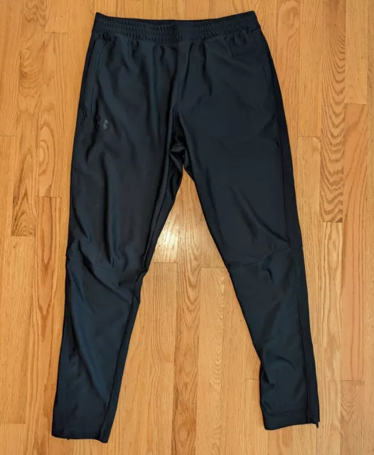 Under Armour HeatGear Flyweight Run Pants Men Large Black Ankle Zip Fitted