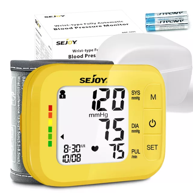 SEJOY Vollautomatisch Blutdruckmessgerät Handgelenk Digital Monitor Pulsmessung