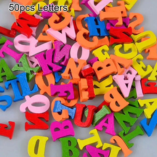 New 100Pcs Colorful Letters Numbers Wooden Flatback Embellishments Crafts Tool