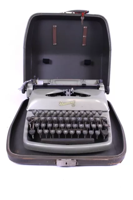 RHEINMETALL KsT Reise Schreibmaschine Grün Metall Vintage Typewriter 1957