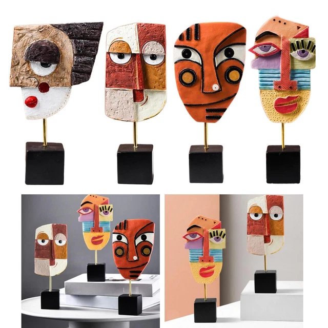 Peint à La main Abstraite Visage Résine Artisanat Décoration pour la Maison