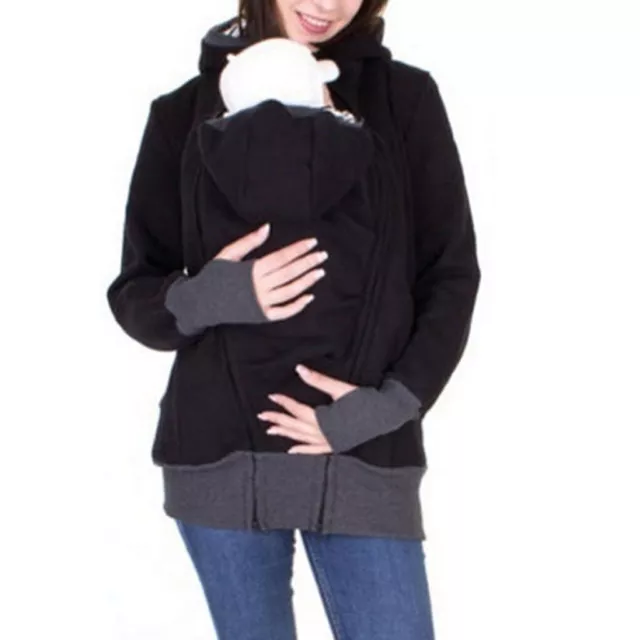 Fashion Women Maternity Striped Baby Pouch Carrier Zip Jacket Women Lightweight 3