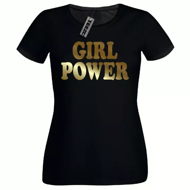 Girl Power Tshirt, Ladies Fitted shirt,Gold Slogan Girls Tee Shirt