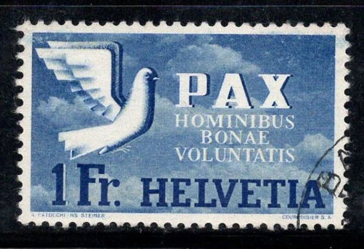 Suisse 1945 Mi. 455 Oblitéré 100% 1 fr, Paix