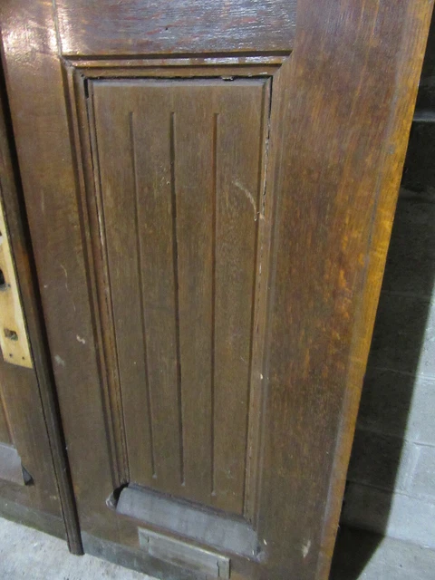 ~ Antique Gothic Oak Double Entrance French Doors With Stained Glass ~ 55 X 84 4