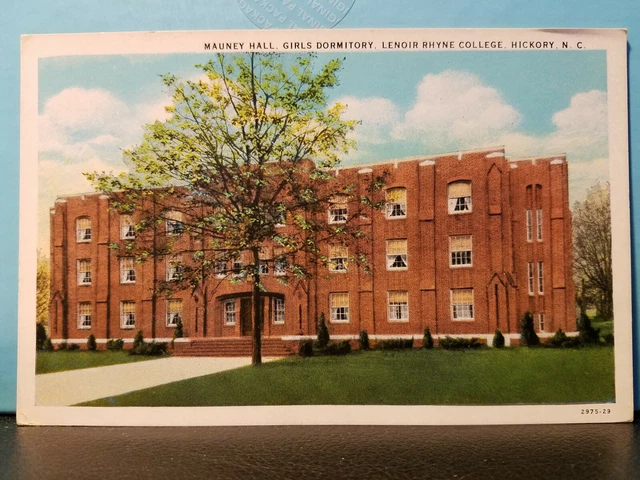 Vintage Postcard PC Mauney Hall Girls Dormitory Lenoir Rhyne College Hickory NC