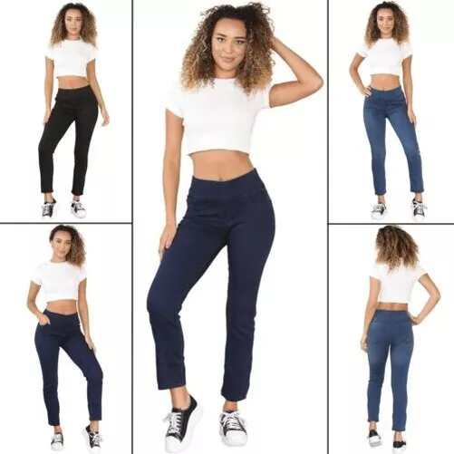 Enzo Femmes Élastique Jeans Plus Large Taille Moyenne Pantalon 10-24