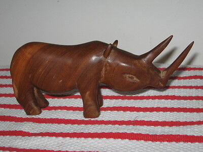 Antique African Hard-wood Rhinoceros Carving 7 1/4" x 3" Tall