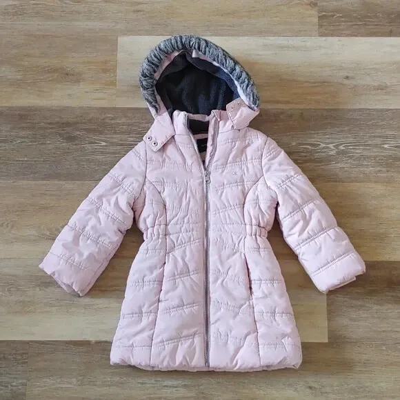 Calvin Klein Jeans Toddler Girls Full Zip Hooded Puffer Jacket Pink Size 4T