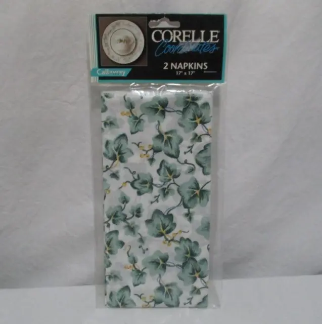 NEW NOS Vintage PAIR Corelle Coordinates Callaway Ivy 17x17" fabric napkins