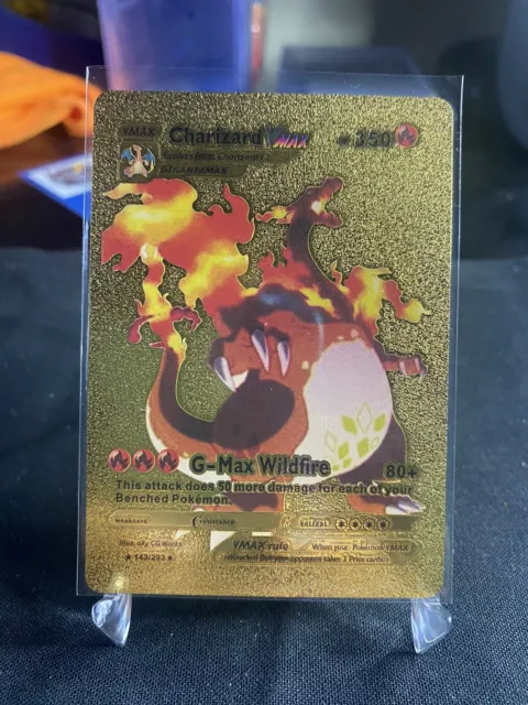 Charizard VMAX  - Gold Foil Pokemon Card  Fan Art Card