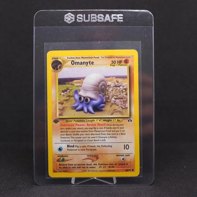 🔥 1st Edition Omanyte | Neo Discovery 60/75 | Moderately Played VG | WOTC 🔥