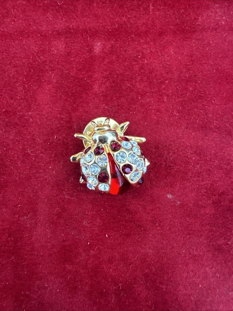 Broche Vintage Coccinelle Dorée Strass – Années 80/90
