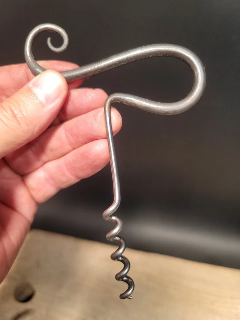 Antique Style Forged Iron Pig tail Blacksmith Made Corkscrew