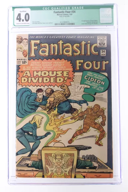Fantastic Four #34 - Marvel 1965 CGC 4.0 QUALIFIED  1st App of Greg Gideon
