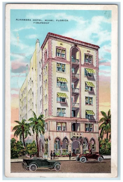 1929 Alhambra Hotel In Land of Palms and Sunshine Miami Florida FL Postcard