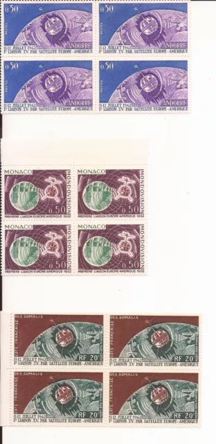 1962 TELSTAR 3 QUART SATELLITE Monaco French Somalia and French Andorra MNH