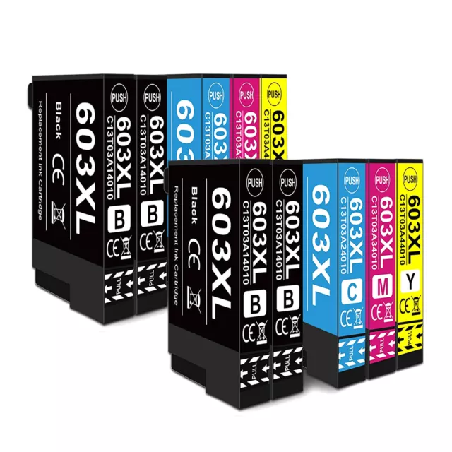 12 Packs Cartouches Epson 603 xl 603xl compatible Espon WorkForce WF-2810  2830 2835 2850 Epson Expression Home XP-2100 2105 3100 3105 4100 4105