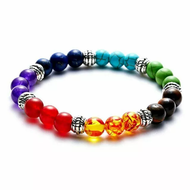7 Chakra Healing Natural Stone Round Gemstone Yoga Energy Beads Bracelet Jewelry 3