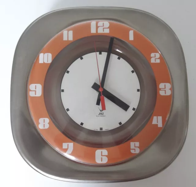 STRETIC Pendule horloge vintage - JAZ - orange - métal et plastique - 1974 (1)