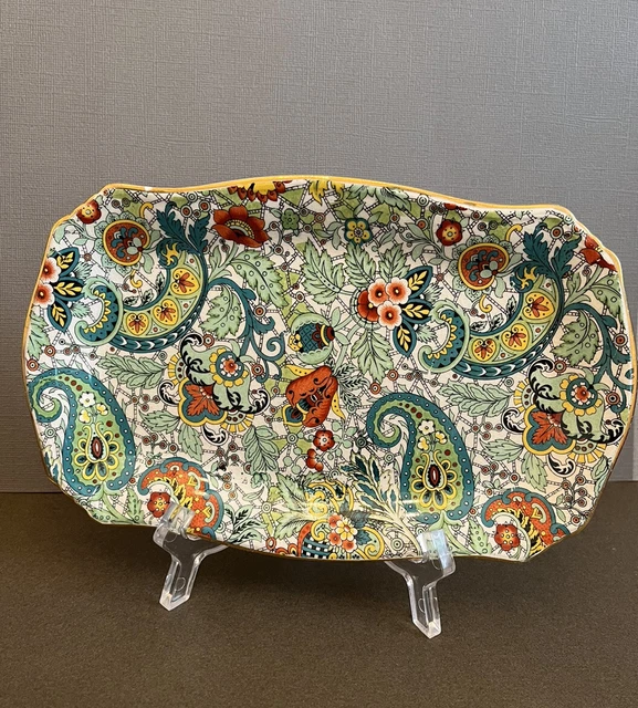 Royal Winton Paisely Design Rectangular Dish Green Orange As Is