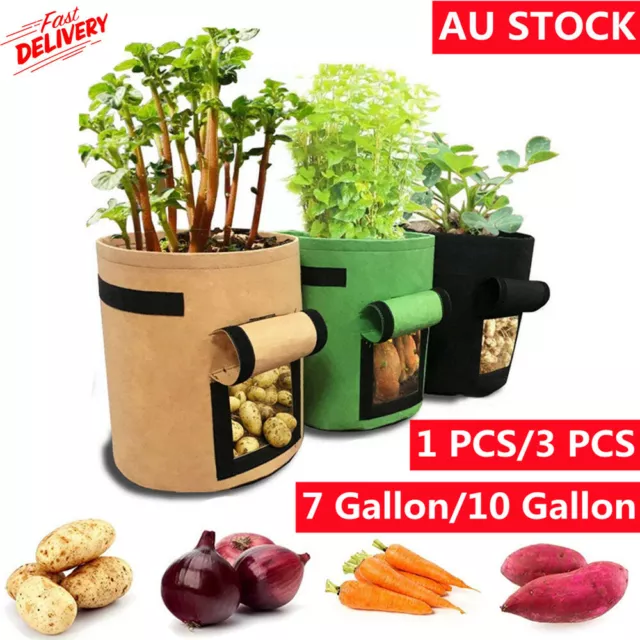 Potato Grow Planter Container Bag Pouch Root Plant Growing Pot Side Window AU