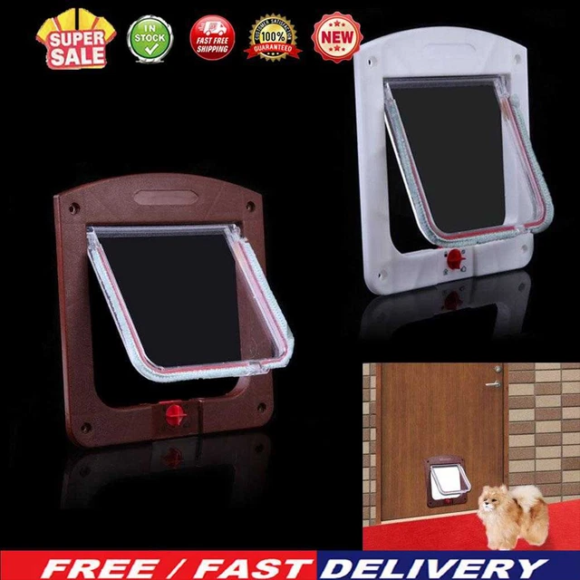 Kit de puerta para mascotas con cerradura conveniente antideformación 4 vías de bloqueo para gatos perritos gatitos