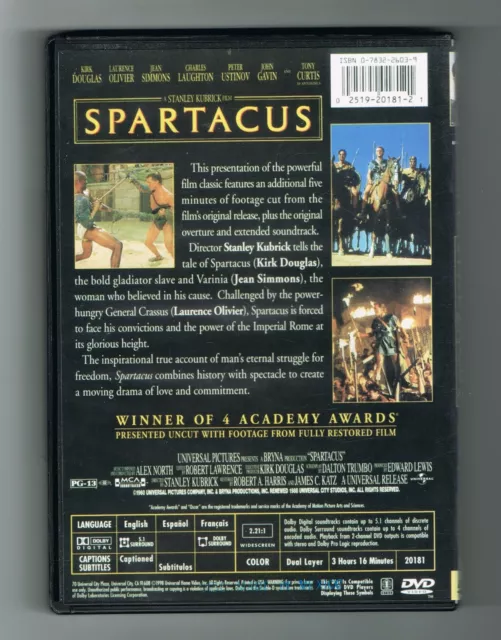 Spartacus - Stanley Kubrick - Kirk Douglas - Dvd Ntsc Zone 1 - Très Bon État 2