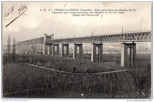 33 CUBZAC LES PONTS - le pont metallique de chemin de fer.