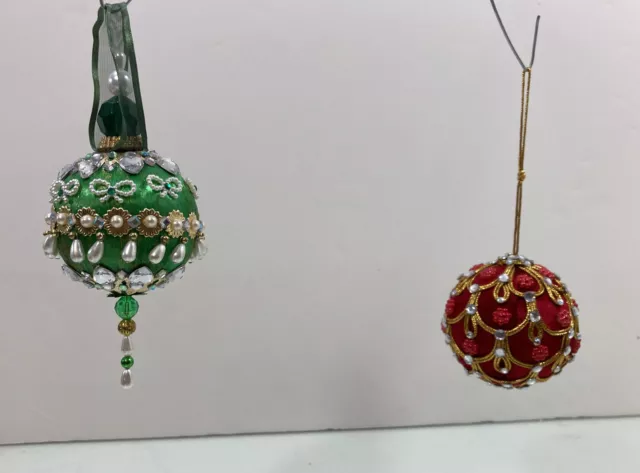 (# 38  ) Vintage Sequin Beaded Push Pin (Hand Made) Christmas Ornaments