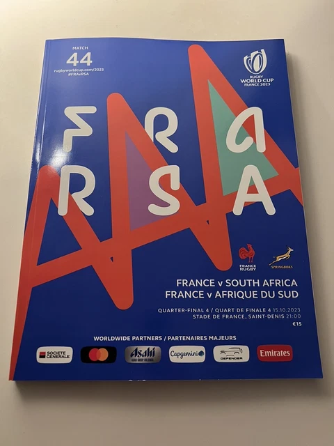 RUGBY WORLD CUP 2023 France v South Africa Match day Programme EUR 41 ...