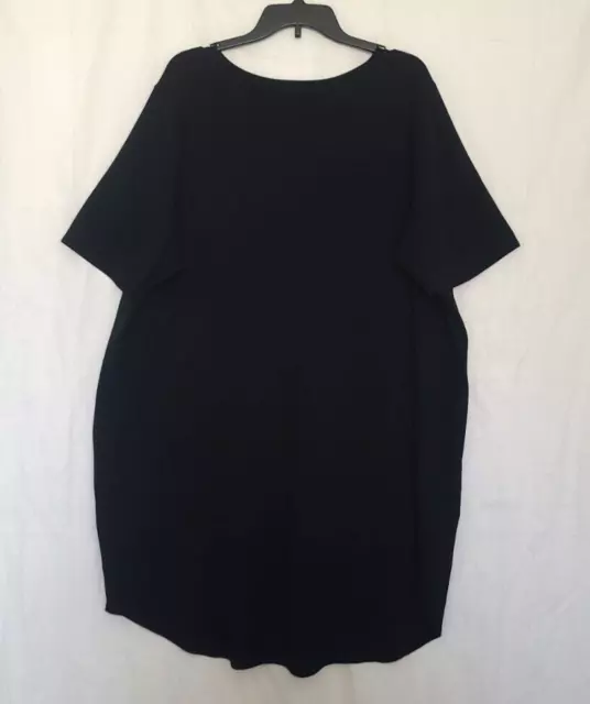 New Eileen Fisher Solid Black Shift Dress Plus Size 3X