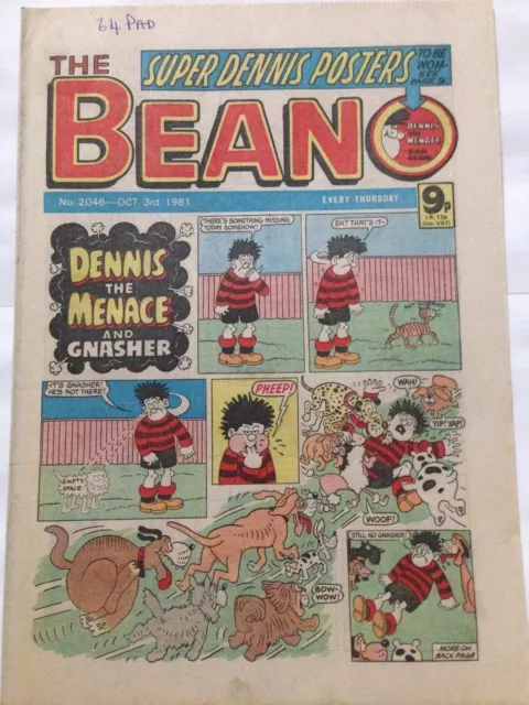 DC Thompson THE BEANO Comic. Issue 2046 October 3rd 1981 **Free UK Postage**