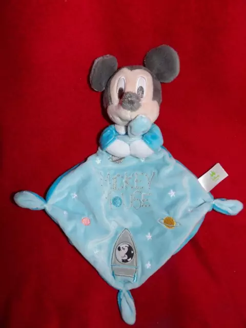 Doudou Plat Disney Nicotoy Mickey Gris Bleu Etoile Fusée  NEUF