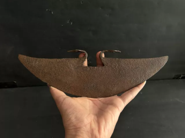 Rare Old Vintage Hand Forged Half Moon Shape Sold Rustic Iron Big Axe Head, (A4)