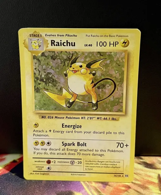 Pokemon Card Raichu 36/108 XY Evolutions Holo Rare Near Mint