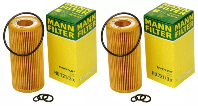 Mann Set Pair of 2 Engine Oil Filters HU7213x For Mercedes C216 W221 R230 CL600