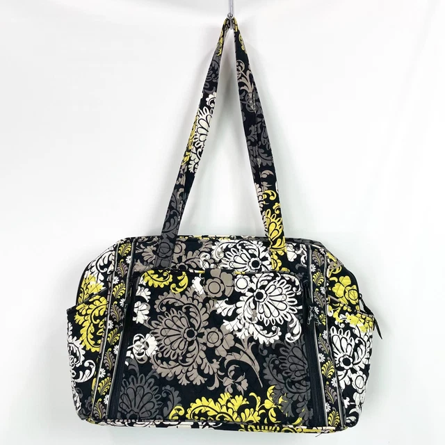 Vera Bradley Baroque Tote Bag Overnight Carry On Travel Black Yellow Print