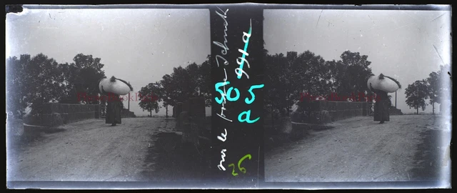 FRANCE Alsace c1910 Photo NEGATIVE Plaque de verre Stereo Vintage P30L4n6