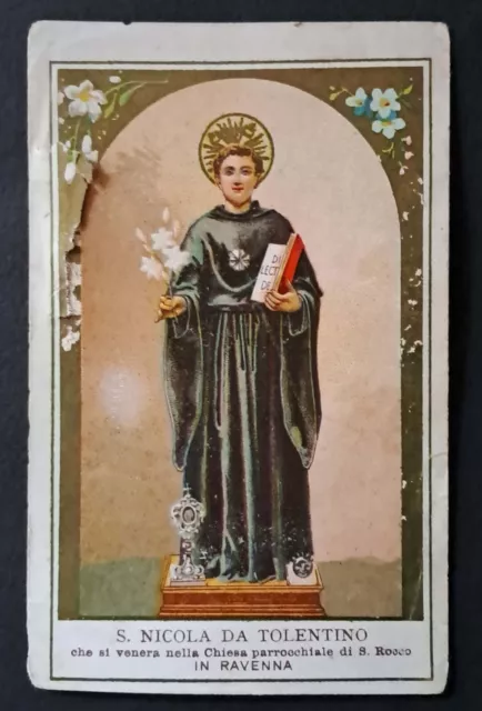 A3 ANTICO Santino Holy Card SAN NICOLA DA.TOLENTINO IN RAVENNA CROMO