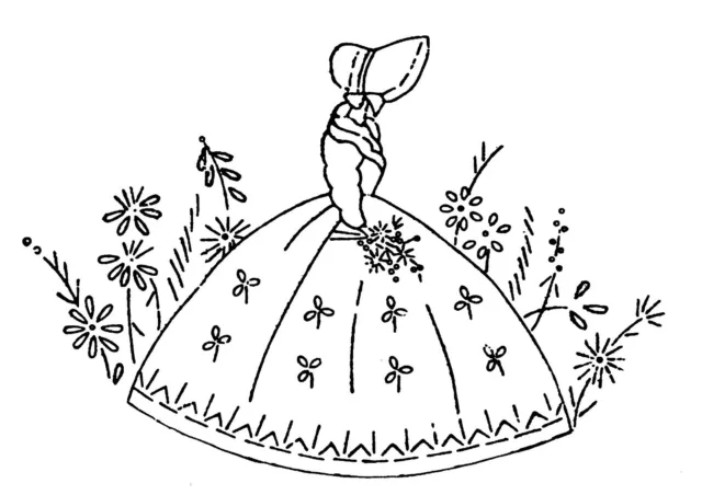 sewing embroidery iron on transfers ( 63 ) crinoline lady