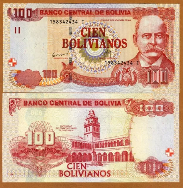 Bolivia, 100 Bolivianos, L. 1986 (2012) P-241, Serie I, UNC