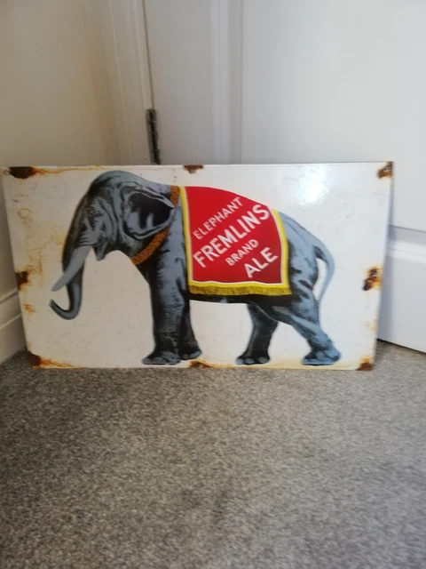 VINTAGE ELEPHNT ENAMEL Fremlins Brand Ale Sign £129.00 - PicClick UK