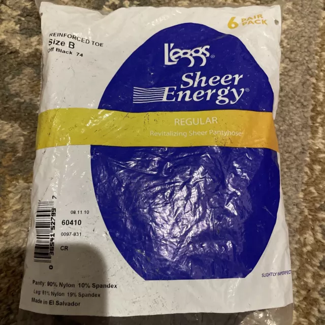 Leggs Sheer Energy Revitalizing Pantyhose Size B Black 6 pairs Leggs Sheer Energy Revitalizing Pantyhose Size B Black 6 pairs