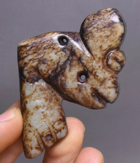 6CM China Hongshan Culture Old Jade Fengshui Pig Dragon Hook Amulet Pendant