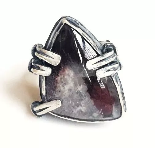 TaylEclect Quartz Fine and Sterling Silver Ring Sz 8 fit $300 Handmade OOAK