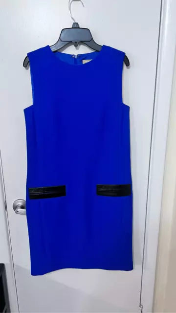 Michael Kors Collection Women's Sleeveless Wool Blend Shift Dress Blue Size 4