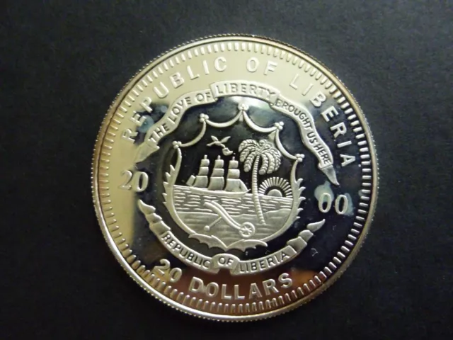 Liberia 20 dollars 2000 "London" Sterling silver.Proof