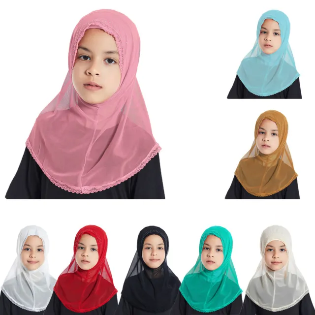 2-6Y Child Hijab Full Cover Scarf Amira Muslim Kids Girls Turban Wrap Shawl Arab